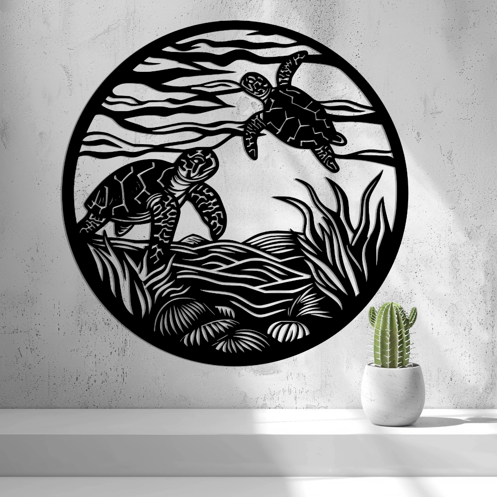 2d Turtles In Ocean - thumbnail 2