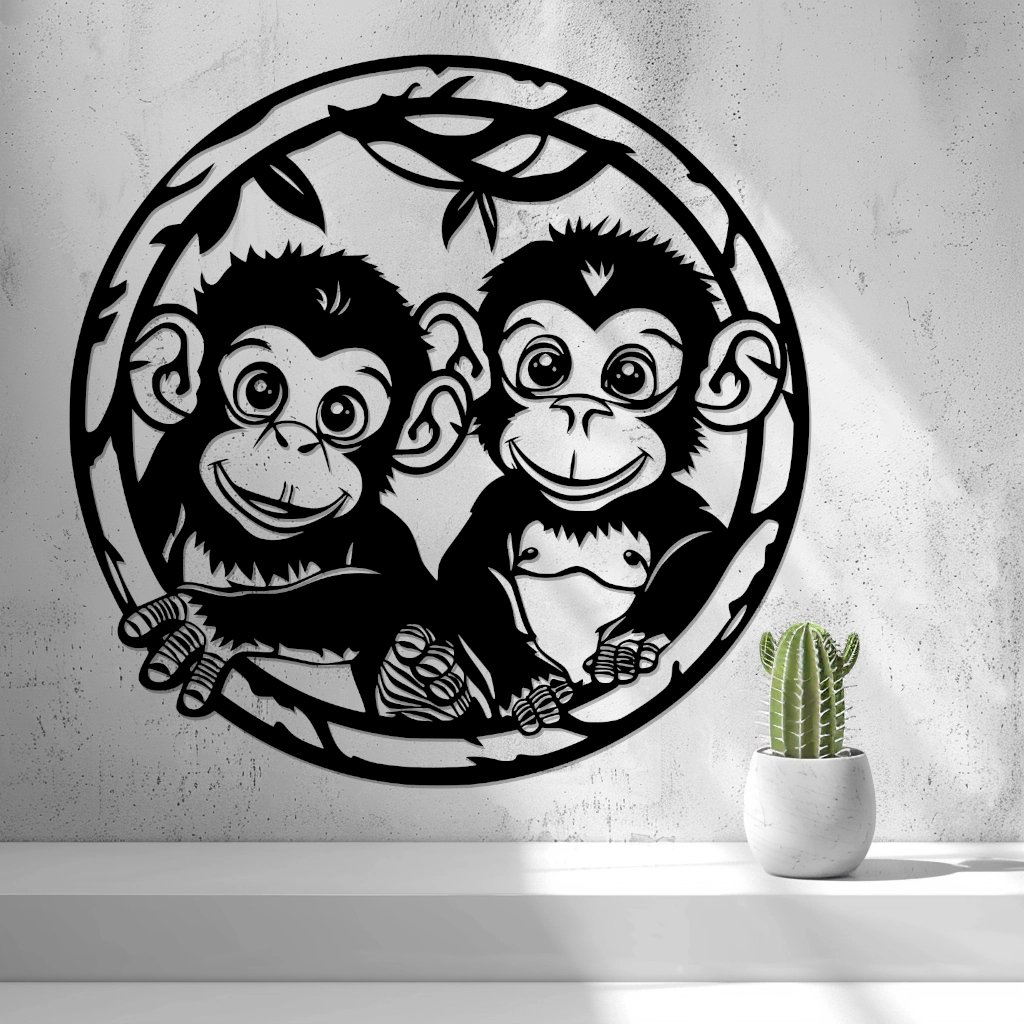 2d Baby Monkeys Wall Art - thumbnail 3