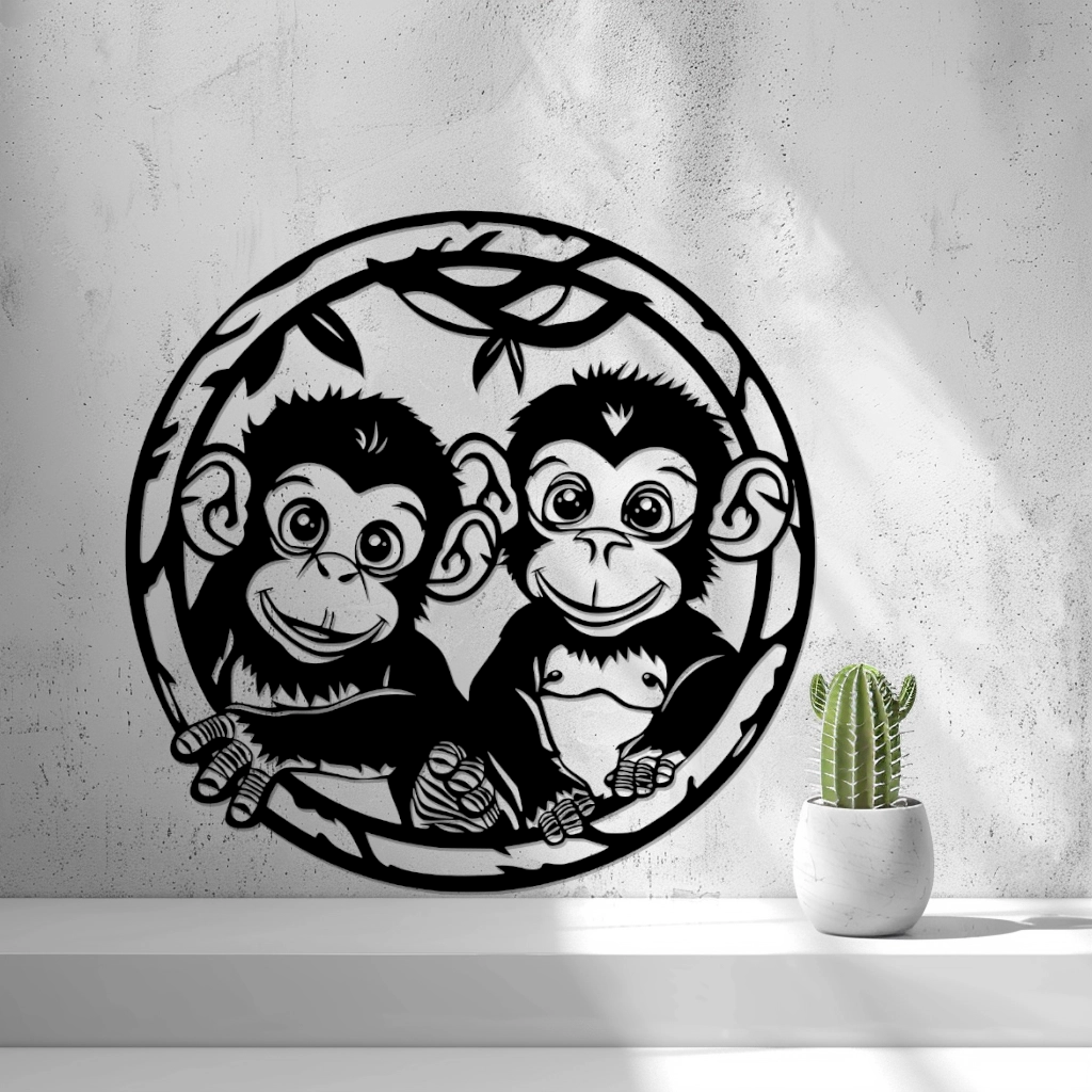 2d Baby Monkeys Wall Art - thumbnail 2
