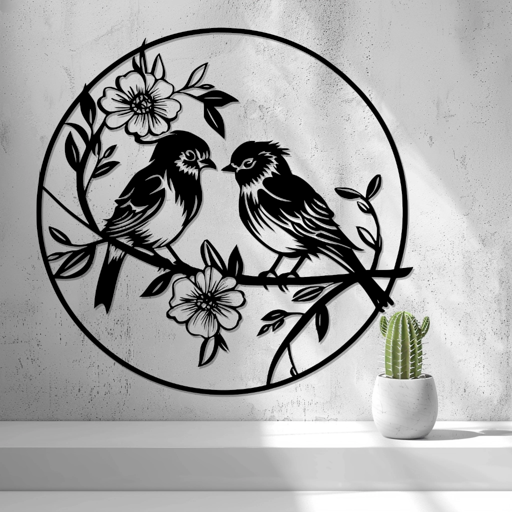 2d Birds With Flowers Wall Art - thumbnail 3