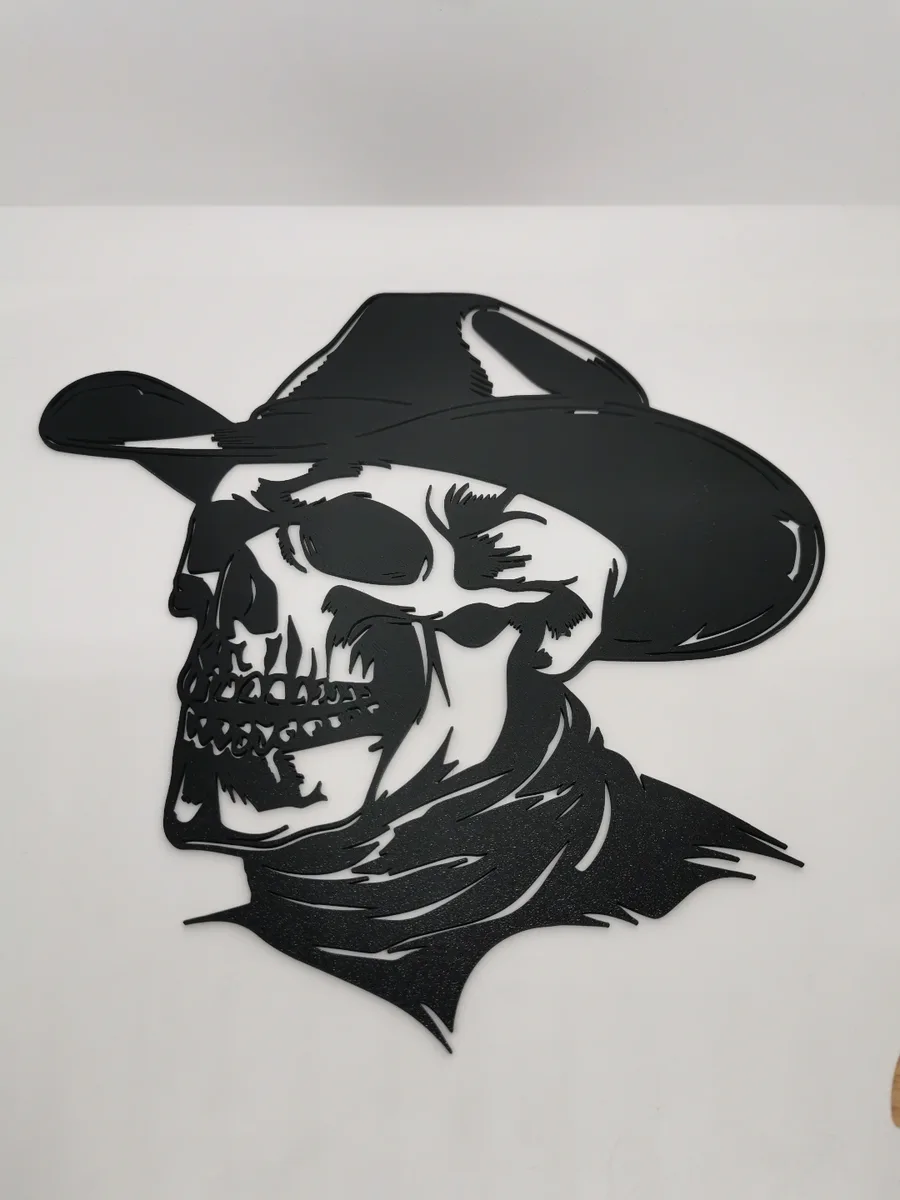 2d Skull With Cowboy Hat Wall Art
