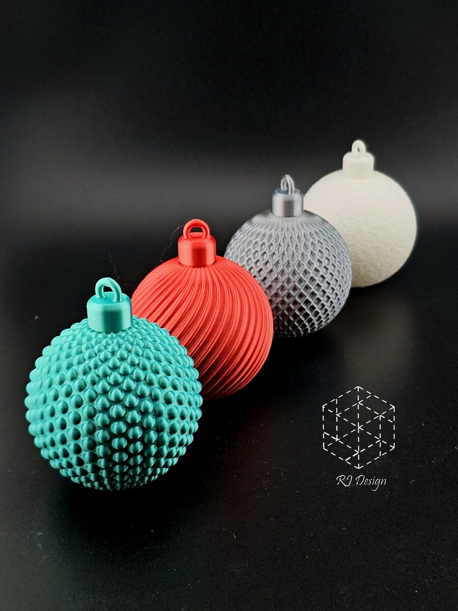 4 Bauble Set  (Dotted, Spiral, Lattice, Fuzzy Skin) - thumbnail 3