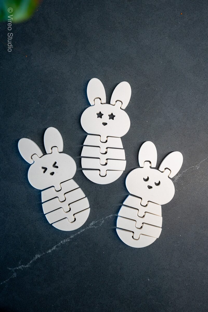 FlexiBuns | Easter Triple-Smile Flexible Bunny Bundle Keychains - thumbnail 3