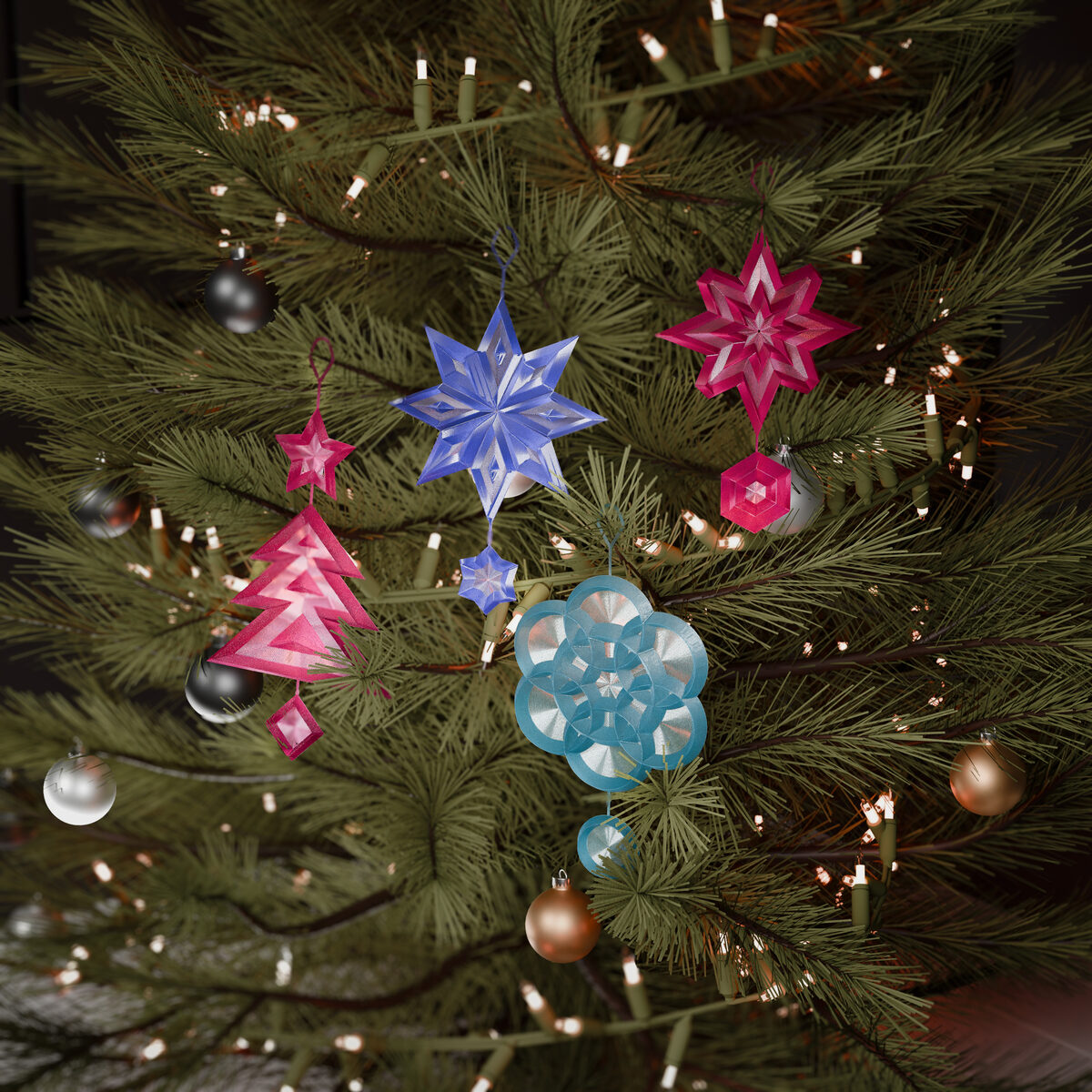 Geometric Holiday Ornaments Set - thumbnail 2